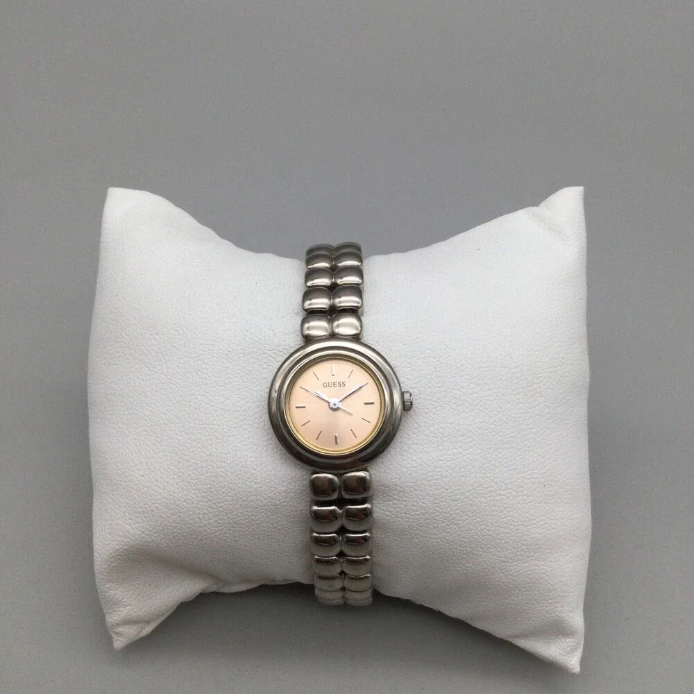 Vtg Guess Watch Women 20mm Silver Rose Gold Two Tone New Battery 6.75" - Picture 2 of 15